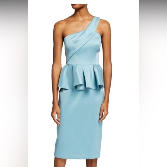 Aidan Mattox Dresses & Skirts - Aidan Mattox One-Shoulder Peplum Light Blue Dress